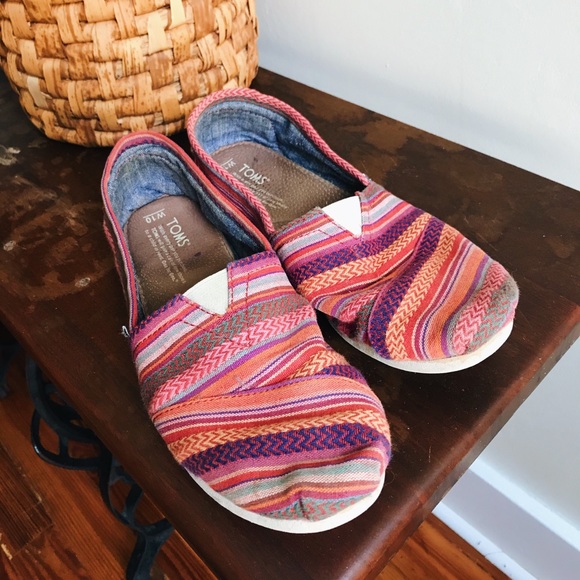 Pink Boho Stripe TOMS Slip On - Picture 2 of 3